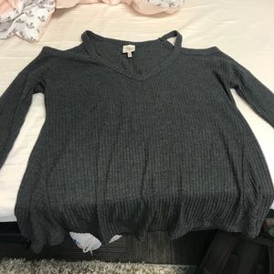 Grey Cold Shoulder Sweater